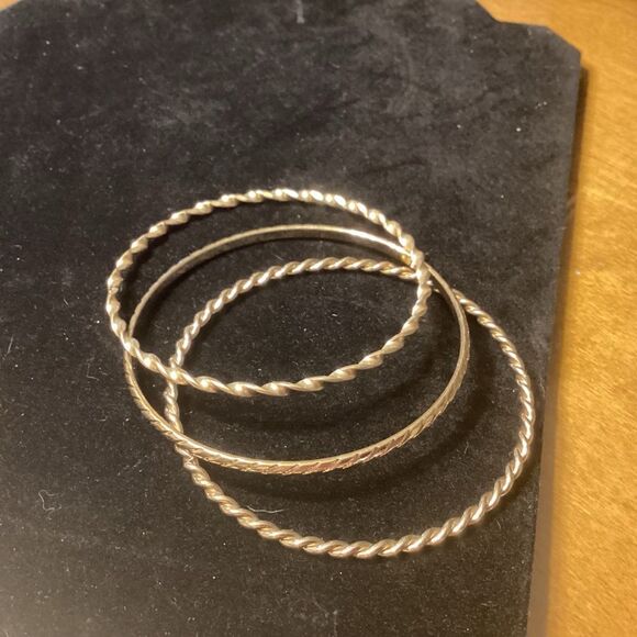 Goldtone Twisted Rope Bangle Bracelets set of 3 - Picture 1 of 5